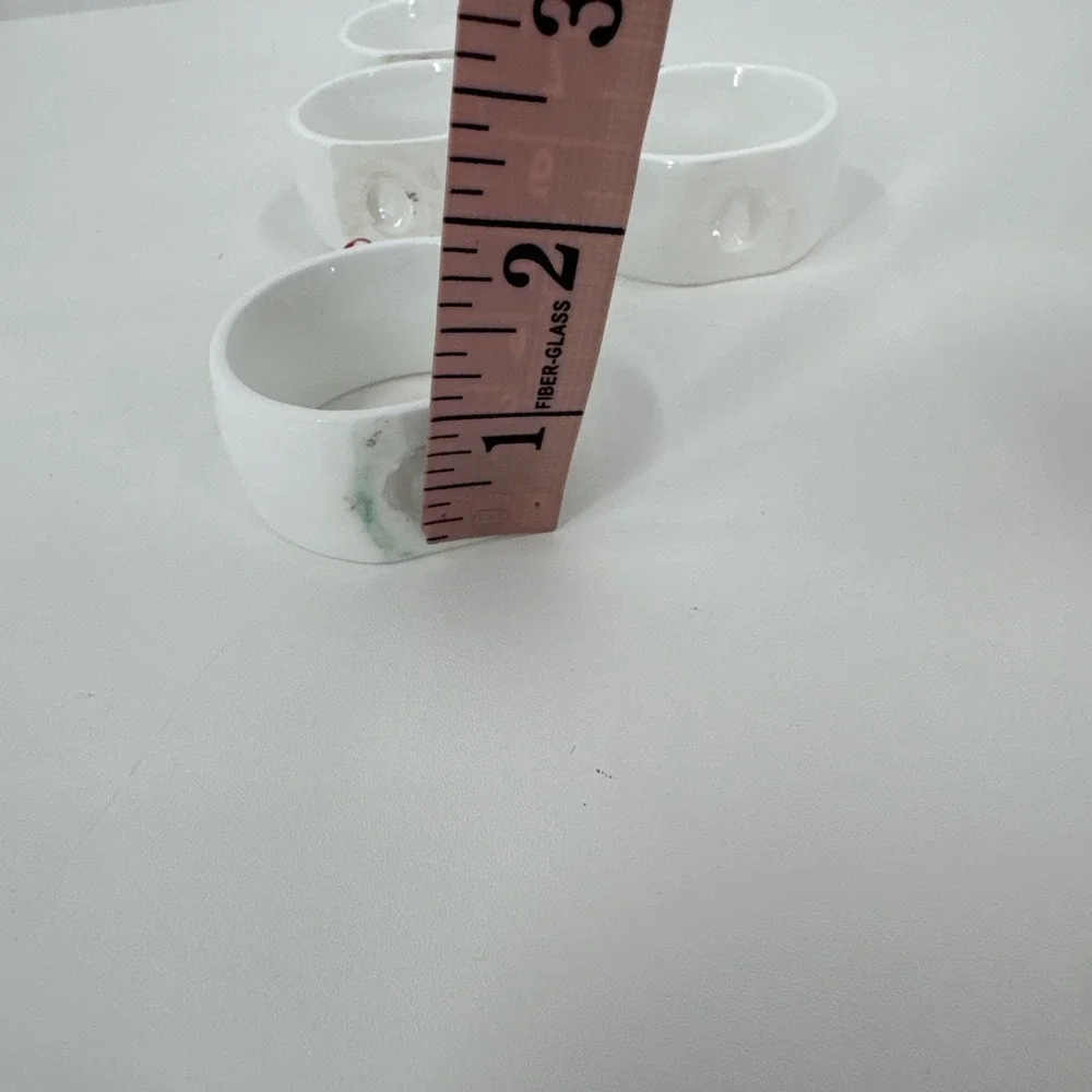 Vintage Himark‎ Holidays Holly Ceramic Napkin Ring Set of 4 Retro Christmas